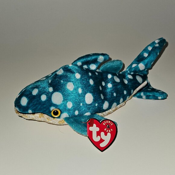 Ty Beanie Babies Poseidon Whale Shark Plush 7" Stuffed Animal Toy 2001 w/ TAG - Picture 1 of 9